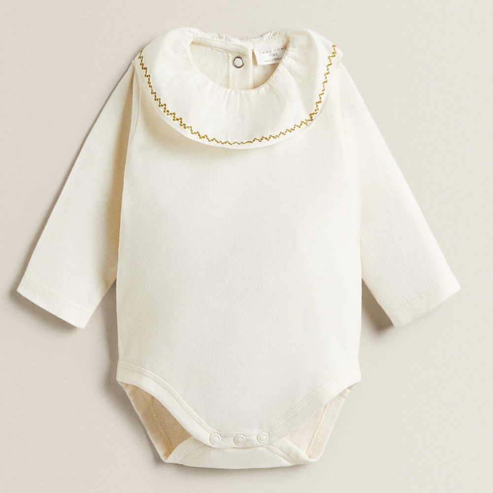 BODYSUIT WITH EMBROIDERED COLLAR